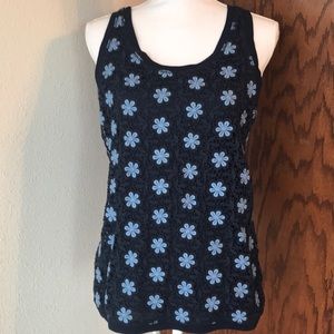 J. Crew blue lace macrame floral pattern tank EUC